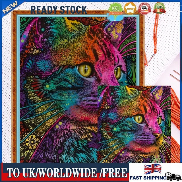 Full Cross Stitch 11CT Color Cat Counted DIY Cotton Thread Animal Wall Art Craft