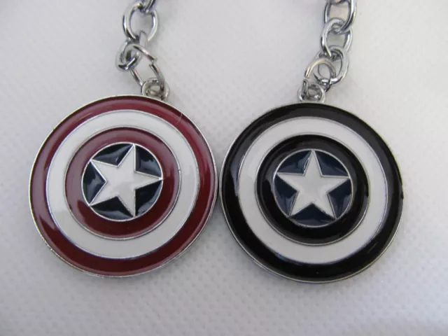 Red/Black Captain America Shield Marvel Superhero Metal Keyring Gift Uk Seller