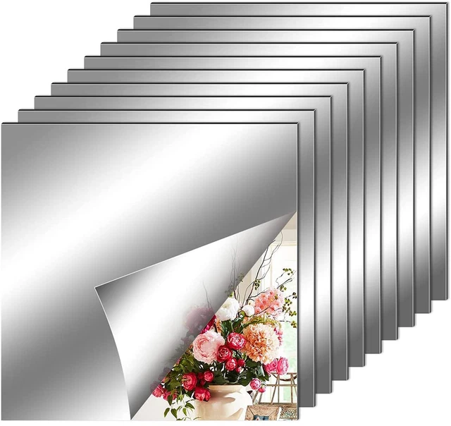 10 Pezzi Adesivi Da Parete a Specchio, Specchio Flessibile Adesivo, Fogli in Mat