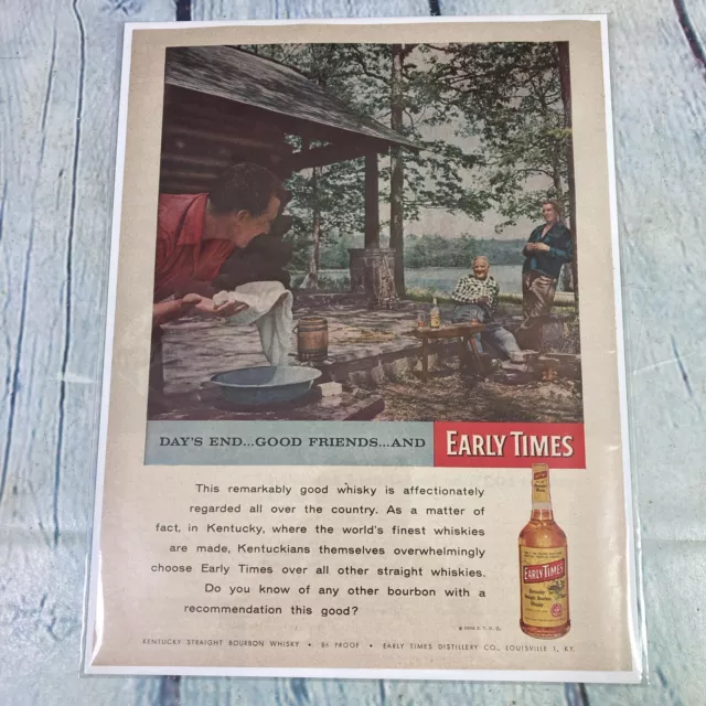 Vintage 1956 Print Ad Early Times KY Whiskey Magazine Advertisement Ephemera