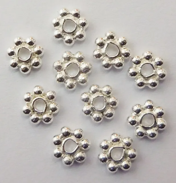 110 Pcs 7Mm Bali Flower Daisy Spacer Beads Sterling Silver Plated