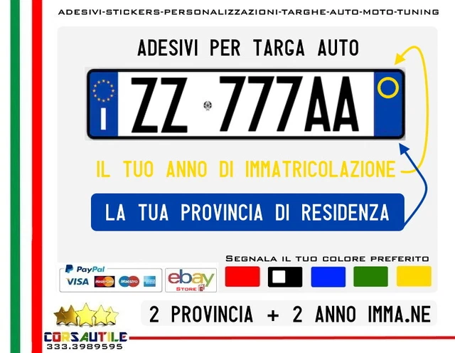 ADESIVI Targa AUTO ANNO E PROVINCIA RIFRANGENTI - PER CONCESSIONARIA AUTO - Foto 2
