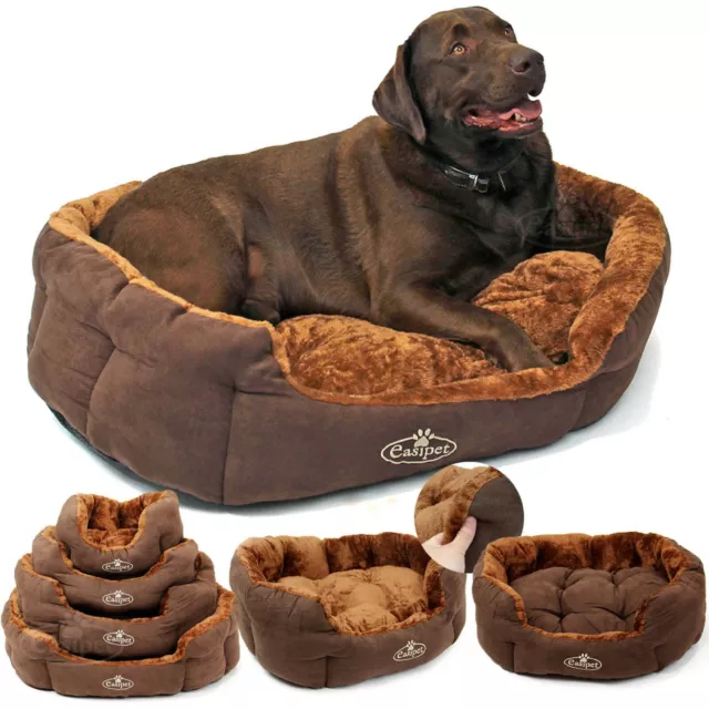 Dog Bed Pet Cat Puppy Deluxe Faux Fur Washable Fleece Cushion S M L XL Easipet