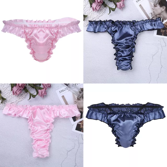 Sexy Mens Frilly Underwear Pouch Thongs G String Briefs Bikini Gay Boys Pants