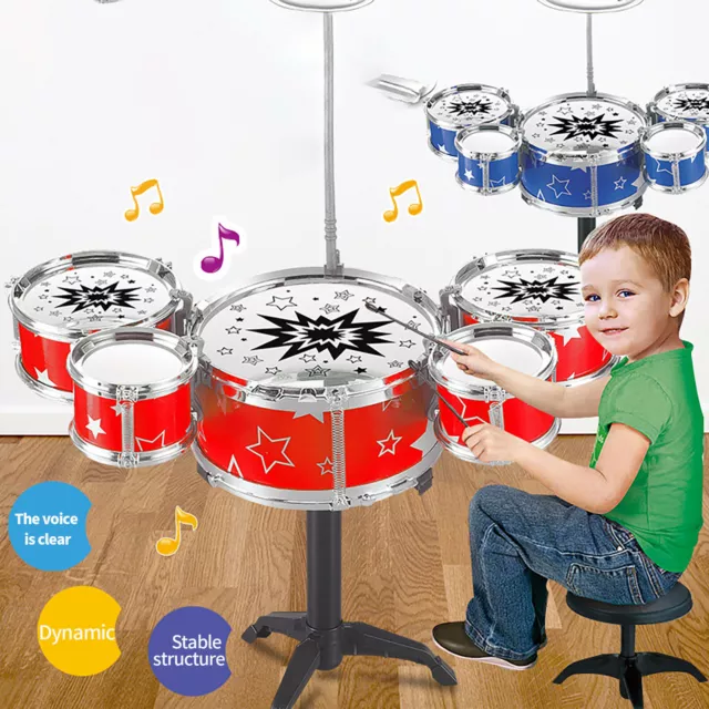 Mini Jazz Drum Set for Kids 5 Drums, 2 Drumsticks Ideal Gift Toy for Kids,Teens