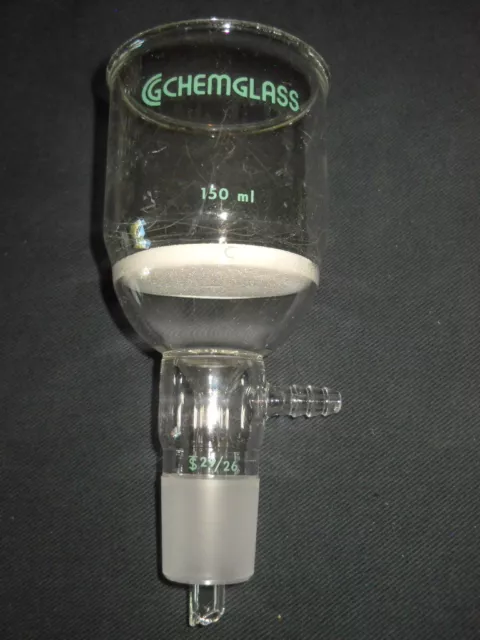 Chemglass 29/26 Glass Coarse Frit 150mL Vacuum Buchner Filter Funnel (A) Damaged