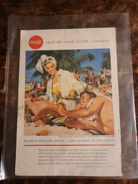 Coca Cola Vintage Ad 1958 Cuba