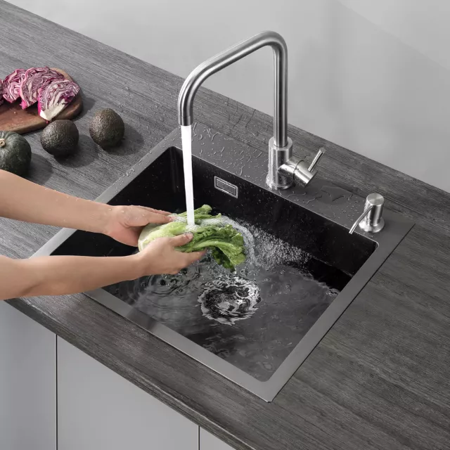 Küchenspüle Edelstahl Einbauspüle Spülbecken Küchenarmatur mit Ablaufgarnitur