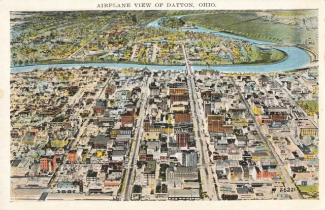 Postcard Airplane View Aerial Dayton Ohio