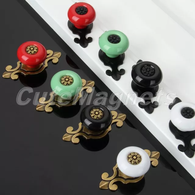 8pcs Simple Round Retro Ceramic Door Knobs Drawer Cupboard Cabinet Pull Handles
