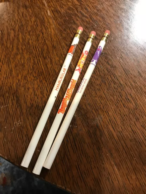 Vintage Wood Pencils Ronald McDonald, Grimace, Hamburgler Lot Of 3