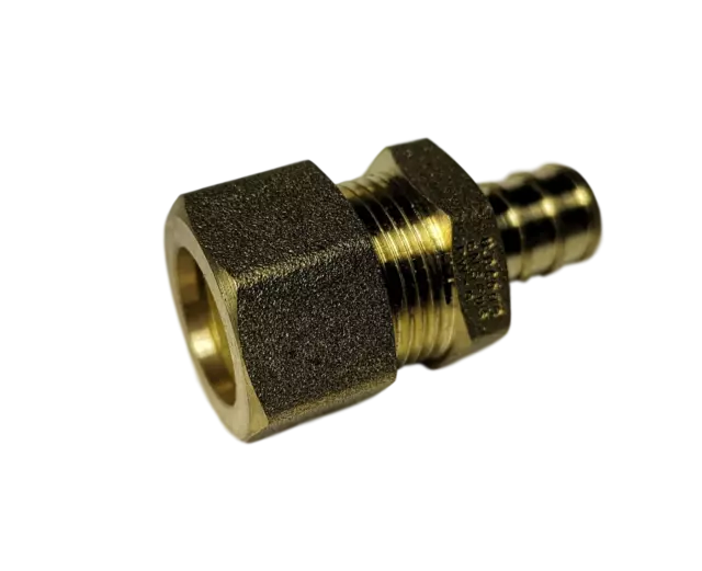 1 Piece 1/2" Pex X 5/8" Od Compression Straight Adapter, Lead-Free Brass