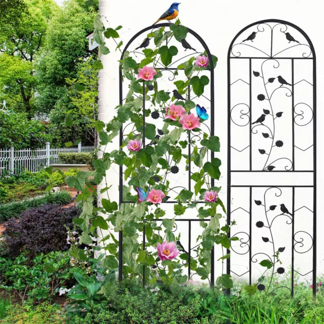 2X Tall Garden Flower Trellis Heavy Wrought Iron Decorative Screen Wall Trellis 3