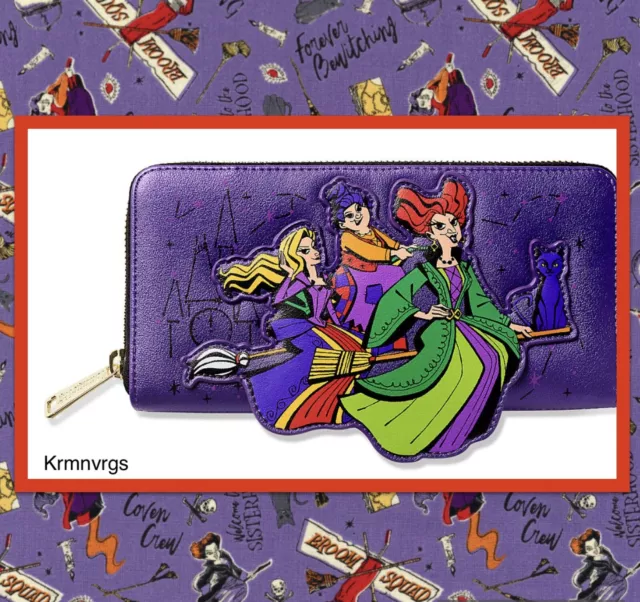 LOUNGEFLY Disney Parks HOCUS POCUS Wallet; Sanderson Sisters & Binx; NEW!