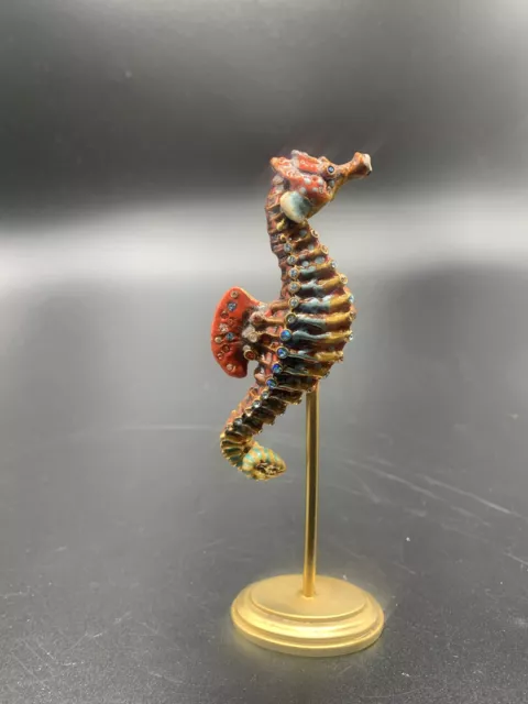 Jay Strong water Grotto Seahorse Swarovski Crystal Enamel W/stand Sea Horse