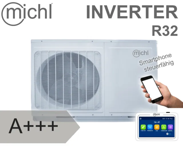 Michl Inverter Luft/-Wasser Wärmepumpe Monoblock 10  kW A+++ MPW-SP10 R32 BAFA