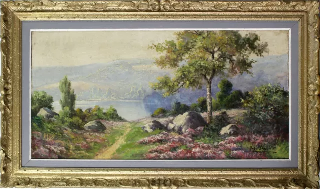 Tableau lac, Paysage de campagne, Huile sur toile, peinture