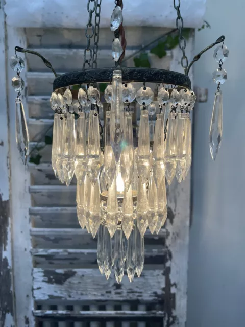 Vintage French Chandelier, Crystal Chandelier, Waterfall Chandelier Stunning