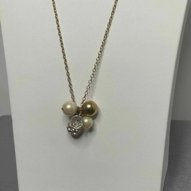 J. Crew JCREW J.Crew pendant necklace gold tone charms faux pearl trendy boho