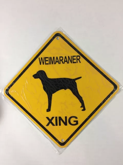 WEIMARANER XING Small Metal Caution Dog Sign Crossing 6”x6” (NEW)