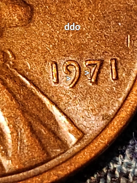 1971 No Mint Mark  Penny Lincoln Memorial DDO Double Dye and rim