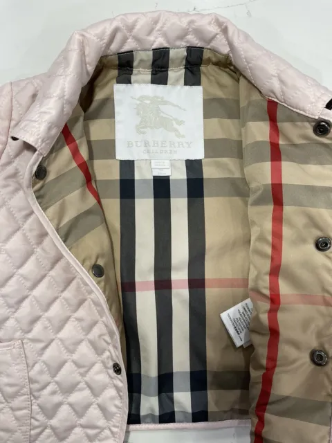 9 Months Authentic Burberry Baby Girl  Jacket Pink Check Coat Child Pre-Owned