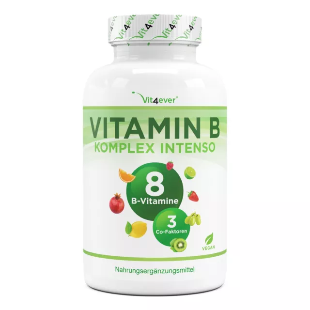 Vitamin B Komplex 240 Kapseln - Alle 8 B-Vitamine + 3 Co-Faktoren - Vegan