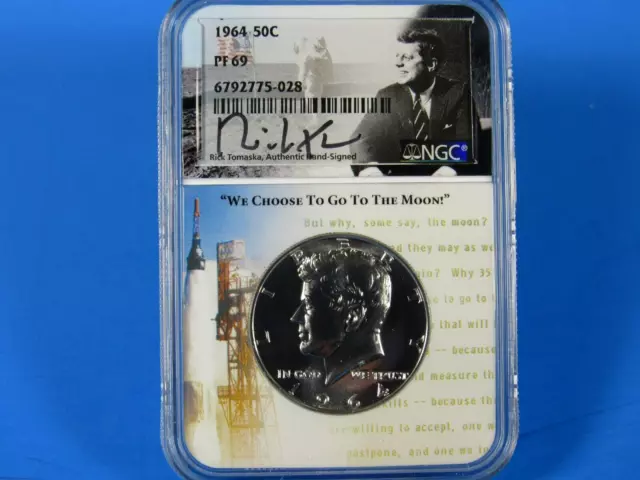 1964  P Silver Kennedy Half Dollar,  NGC Pf 69 Tomaska Signature Series Holder