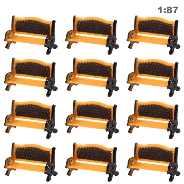 12pcs Model Train Platform Park Street Seat Bench Chair Settee 1:100 TT Scale