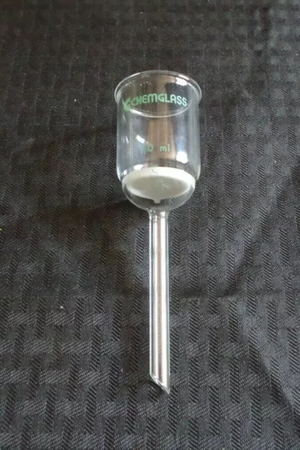 Chemglass 30mL Glass Coarse Frit Buchner Filter Funnel & Short Stem, CG-1402-10