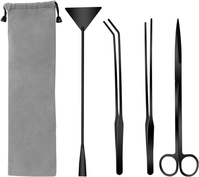 Quarium Aquascape Tools Kits, 4 in 1 Anti-Rust Aquatic Plant Aquascaping Tool St