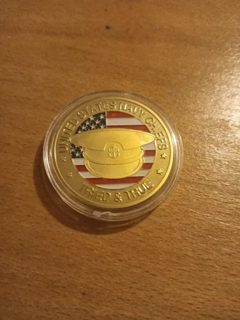 United States Navy Chiefs Tried & True Gold Challenge Coin