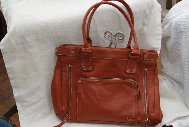 Longchamp Paris leather handbag / shoulder bag, burnt orange color