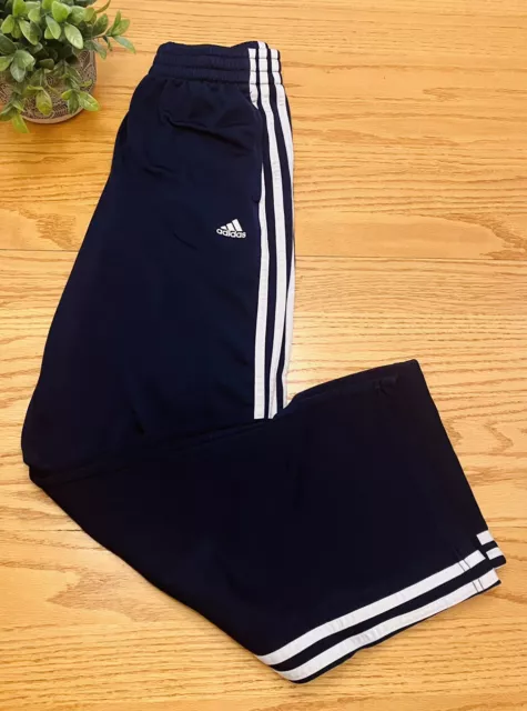 $48 ADIDAS Pants Boys Large 14/16 Navy Blue Jogger Athletic Basketball Soccer