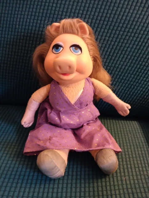 Vintage 1980 Miss Piggy Plush Doll Fisher Price Muppets Purple Dress 12 Inch