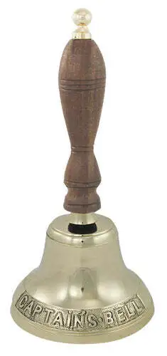 Handglocke - CAPTAIN'S BELL, Messing mit Holzgriff, H: 27,5cm, Ø: 13,5cm