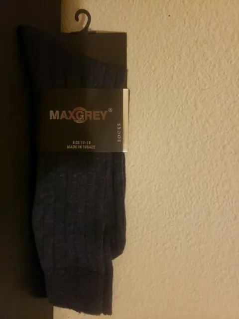 MaxGray Men's Socks Size 10-13 Gray Mid Calf Cotton Blend