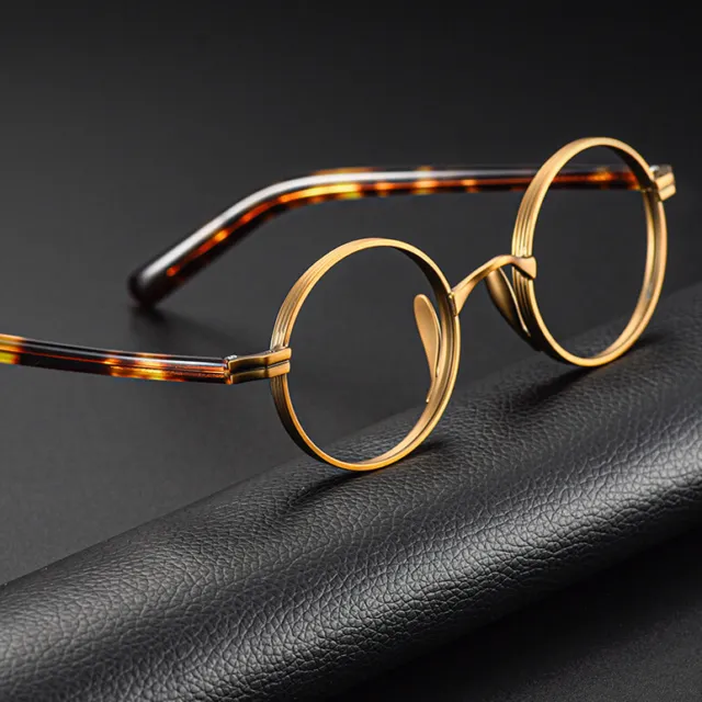 Retro Round Full Rim Glasses Women Vintage Eyeglass Frames Men Semi-titanium