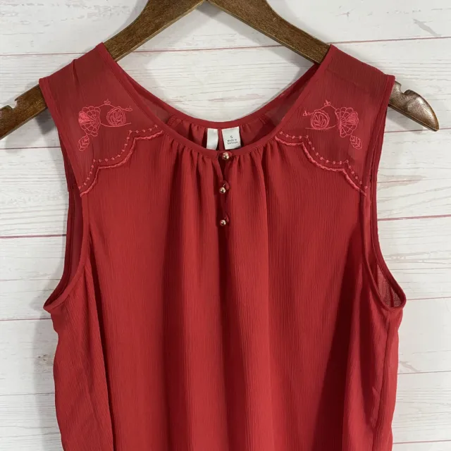 LC Lauren Conrad Sleeveless Lined Tank Blouse Sz Small Red Embroidered New 2