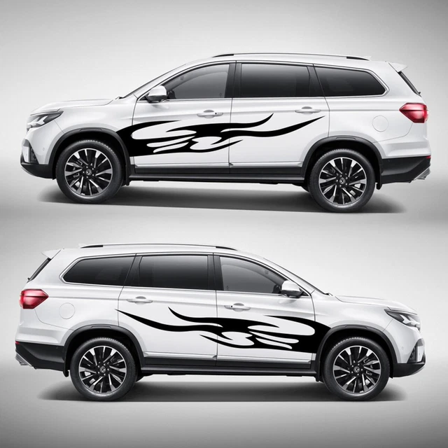 Car Body Side Hood Decor Trim Racing Long Stripe DIY Decal Sticker Glossy Black
