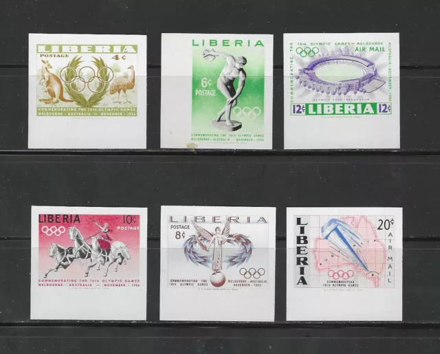 Liberia, 1956 Olympics , Sports , Set Of 6  , Imperf, Mnh , Cv$12.95