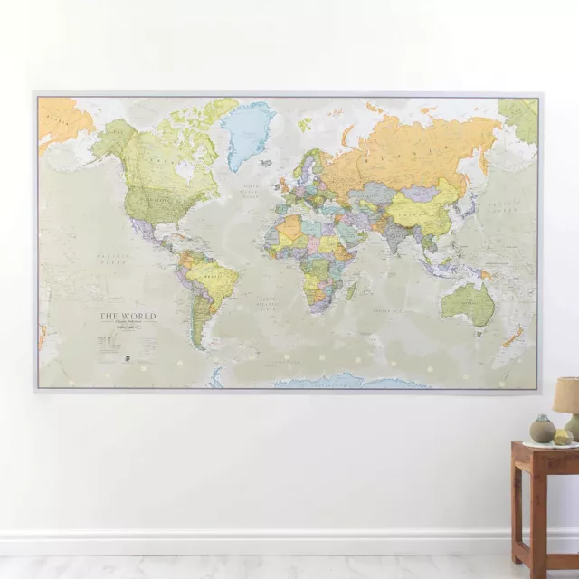 Huge Classic World Map Political Poster - Laminated/Encapsulated 197cm (w) x 11 3
