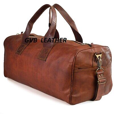 24" Leather Duffle Travel Men Gym Big Space Luggage Overnight Mens Vintage Bag
