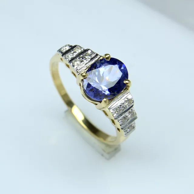 Naturel Bleu Violet Tanzanite925 Solide Argent Femme Bague Coupe Ovale