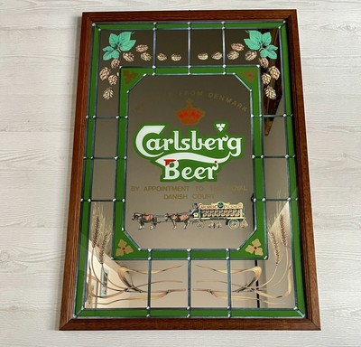 INSEGNA QUADRO SPECCHIO PUBBLICITARIO MIRROR CARLSBERG BIRRA BEER VINTAGE OLD 