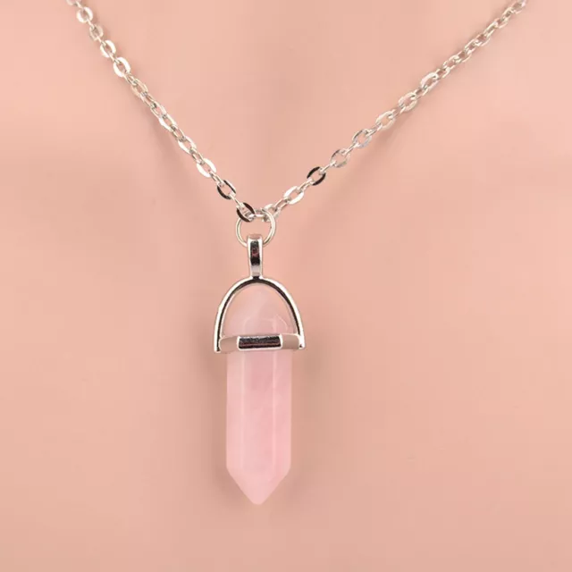 Natural Crystal Pendulum Quartz Stone Pendant Chakra Healing Gemstone Necklace 5