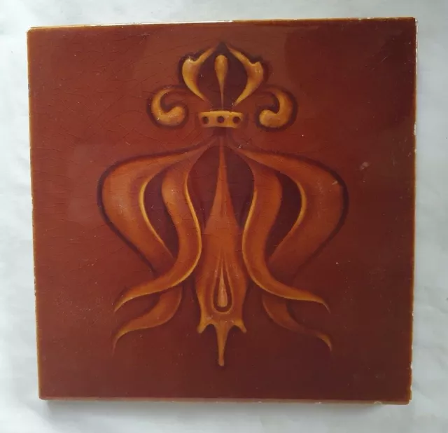 Stunning English Vibrant Antique Tile,  Circa 19Th Century