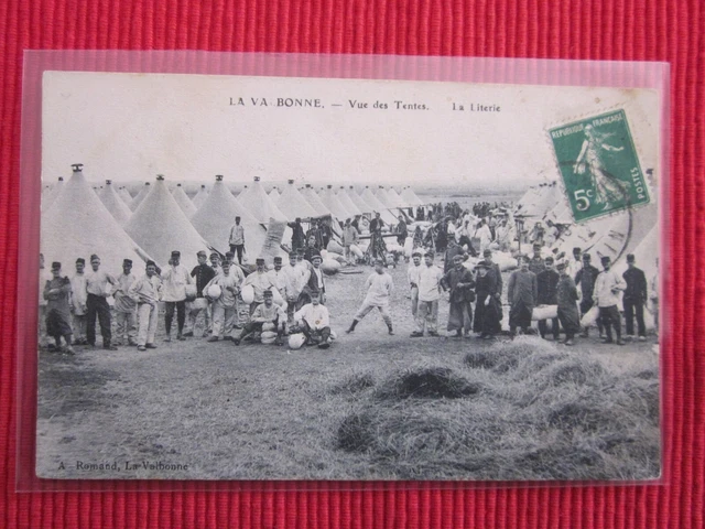 Cpa Ecrite Timbre La Valbonne Vue Des Tentes La Literie Militaire 01 Ain