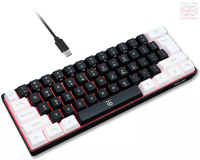 Snpurdiri 60% Wired Gaming Keyboard, True RGB Mechanical Feeling,Ultra-Compact