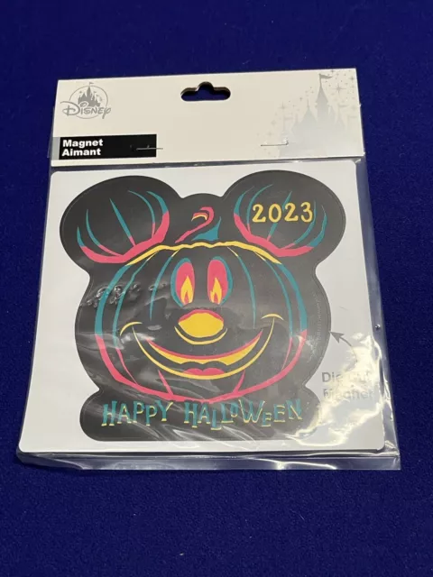 Disney Parks 2023 Happy Halloween Mickey Icon Pumpkin Die Cut Magnet NEW